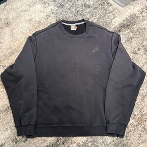 Nike Sportswear Mens XL Crewneck Vintage Faded Black Fleece Pullover Logo